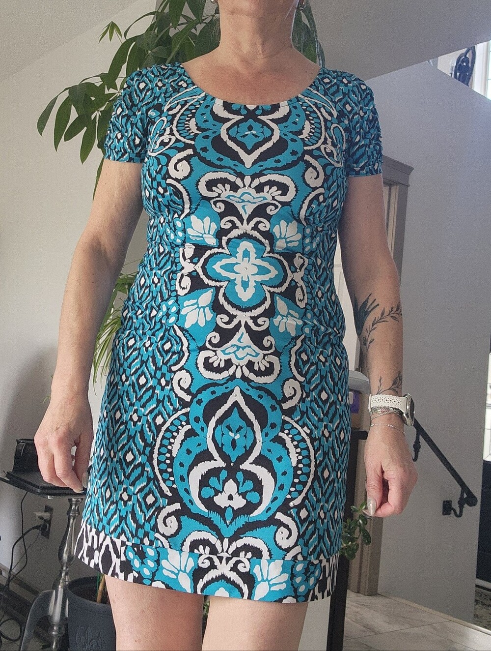 INC International Concepts Turquoise Black & White Petite Dress